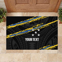 Kings Solomon Islands Football Custom Rubber Doormat Come On Solomons Polynesian Grunge Style LT14 Black - Polynesian Pride