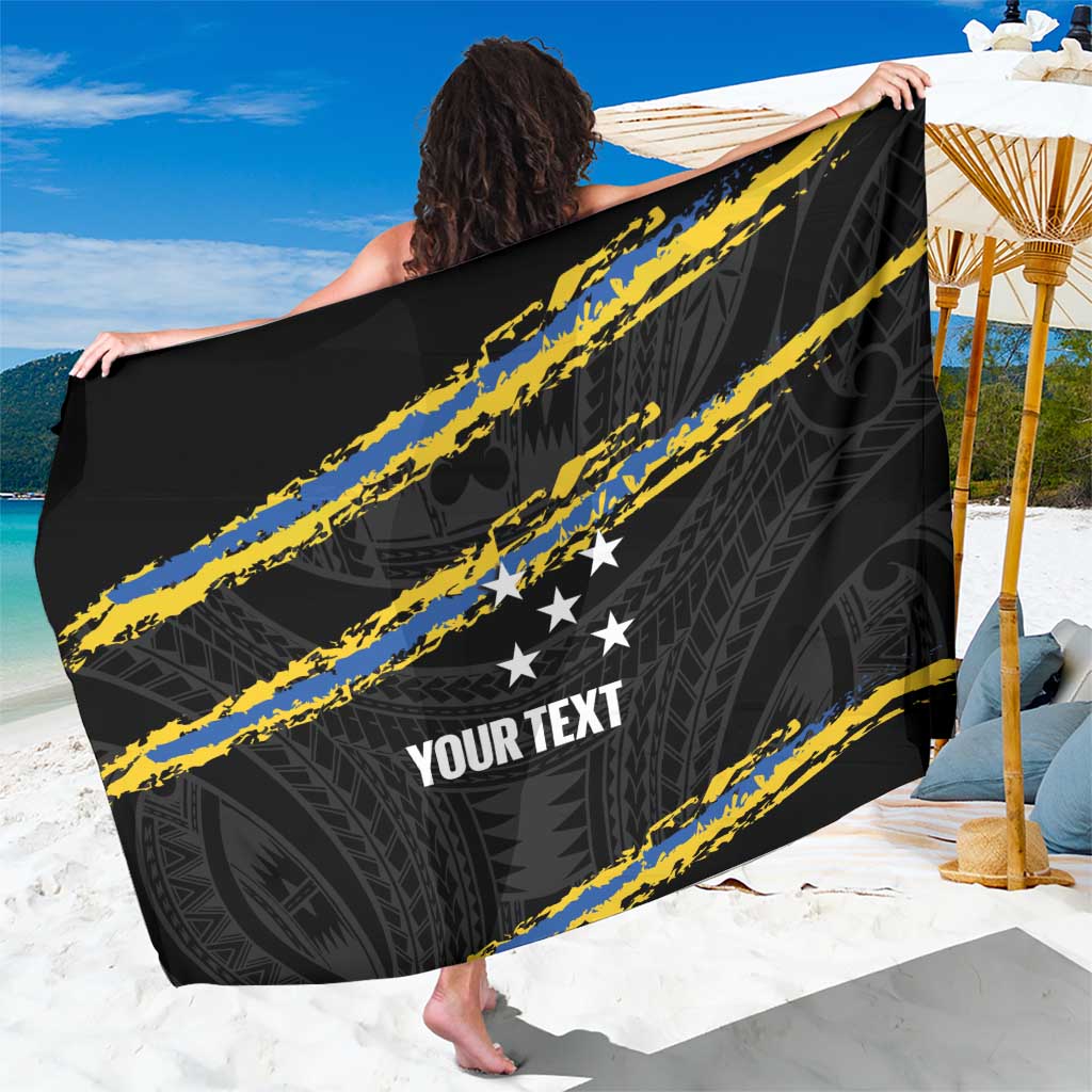 Kings Solomon Islands Football Custom Sarong Come On Solomons Polynesian Grunge Style LT14 One Size 44 x 66 inches Black - Polynesian Pride