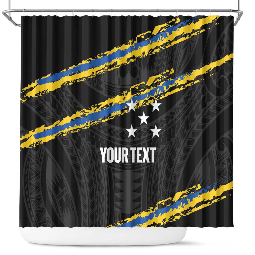Kings Solomon Islands Football Custom Shower Curtain Come On Solomons Polynesian Grunge Style LT14 Black - Polynesian Pride