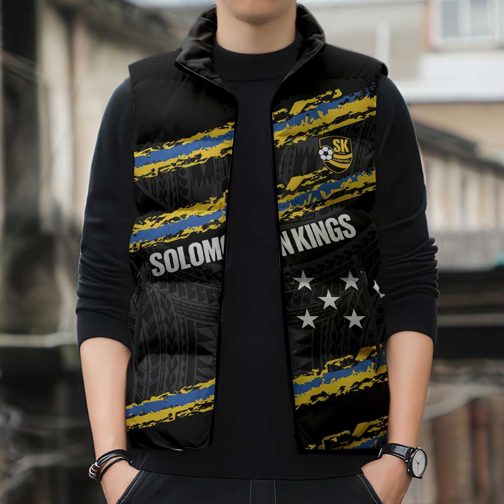 Kings Solomon Islands Football Custom Sleeveless Puffer Jacket Come On Solomons Polynesian Grunge Style LT14 - Polynesian Pride