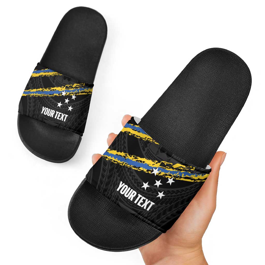 Kings Solomon Islands Football Custom Slide Sandals Come On Solomons Polynesian Grunge Style LT14 - Polynesian Pride