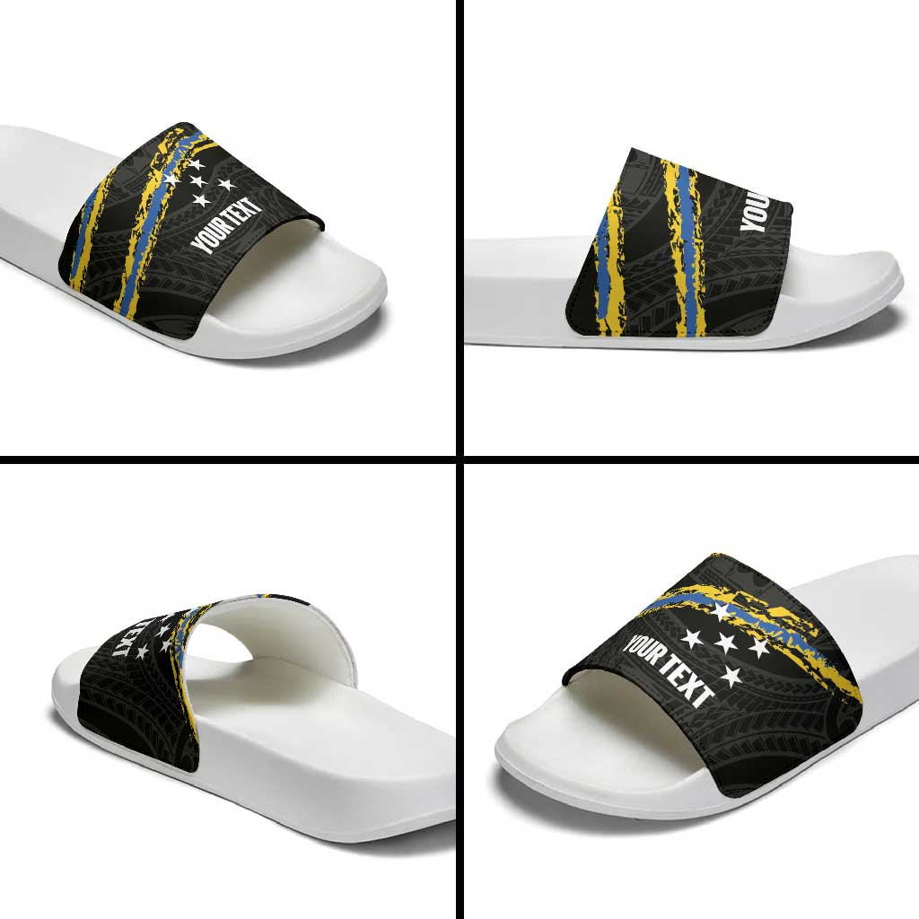 Kings Solomon Islands Football Custom Slide Sandals Come On Solomons Polynesian Grunge Style LT14 - Polynesian Pride