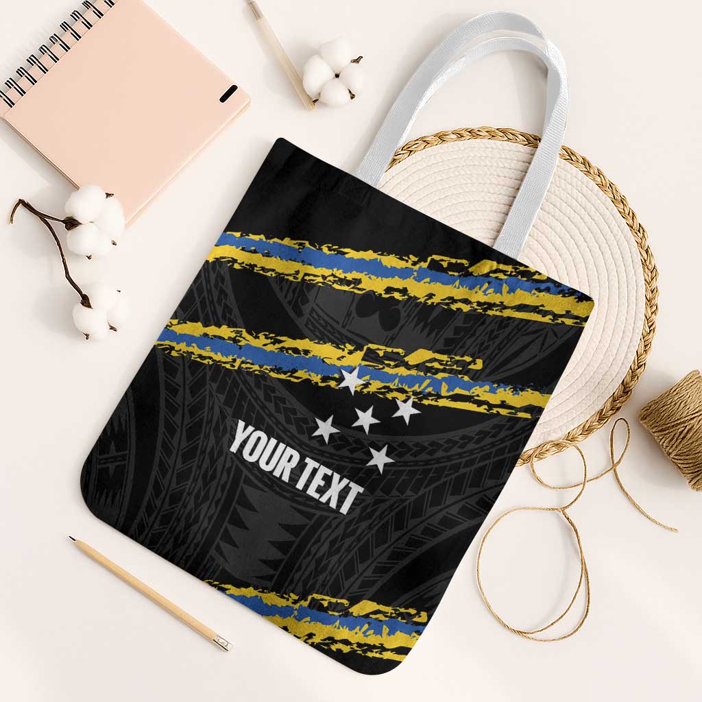 Kings Solomon Islands Football Custom Tote Bag Come On Solomons Polynesian Grunge Style LT14 White Strap One Size Black - Polynesian Pride