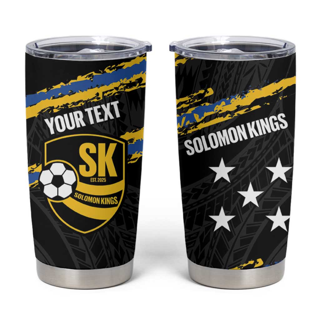 Kings Solomon Islands Football Custom Tumbler Cup Come On Solomons Polynesian Grunge Style LT14 Black - Polynesian Pride