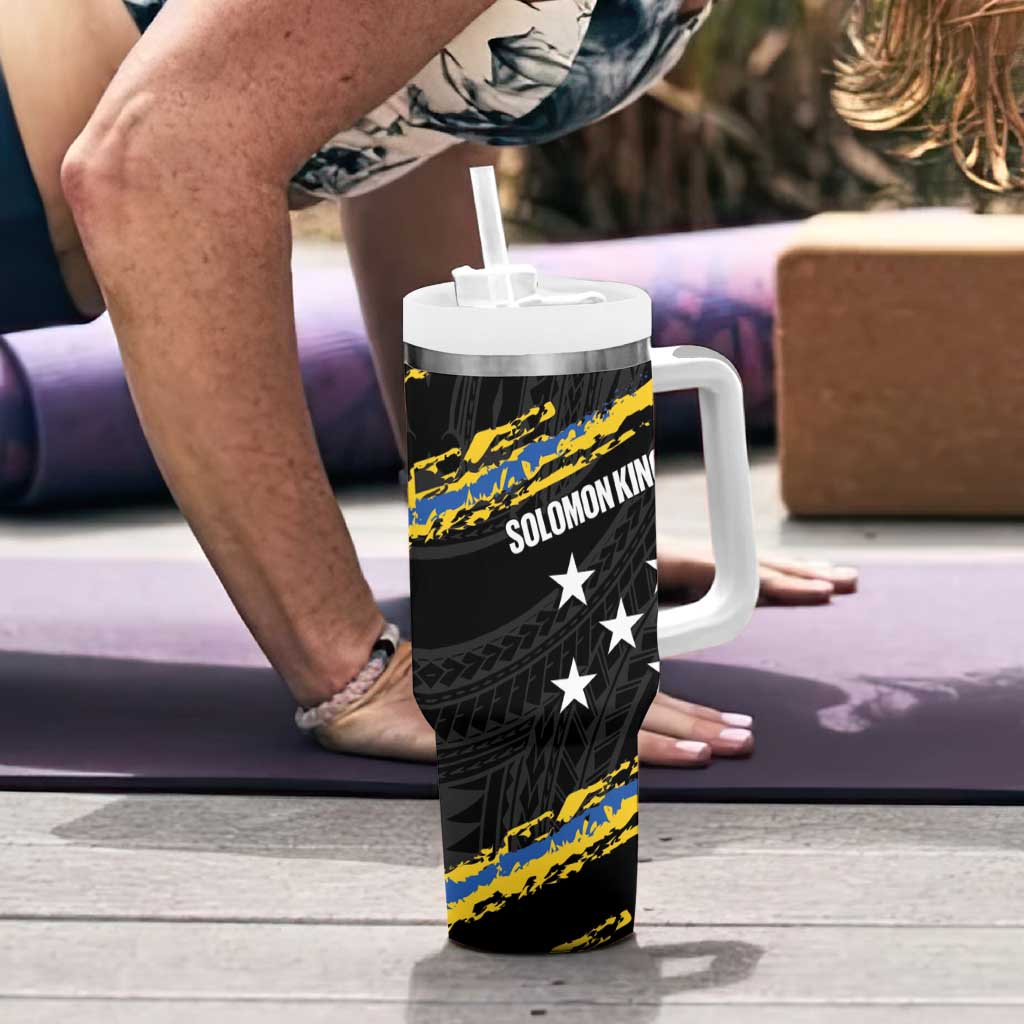 Kings Solomon Islands Football Custom Tumbler With Handle Come On Solomons Polynesian Grunge Style LT14 - Polynesian Pride