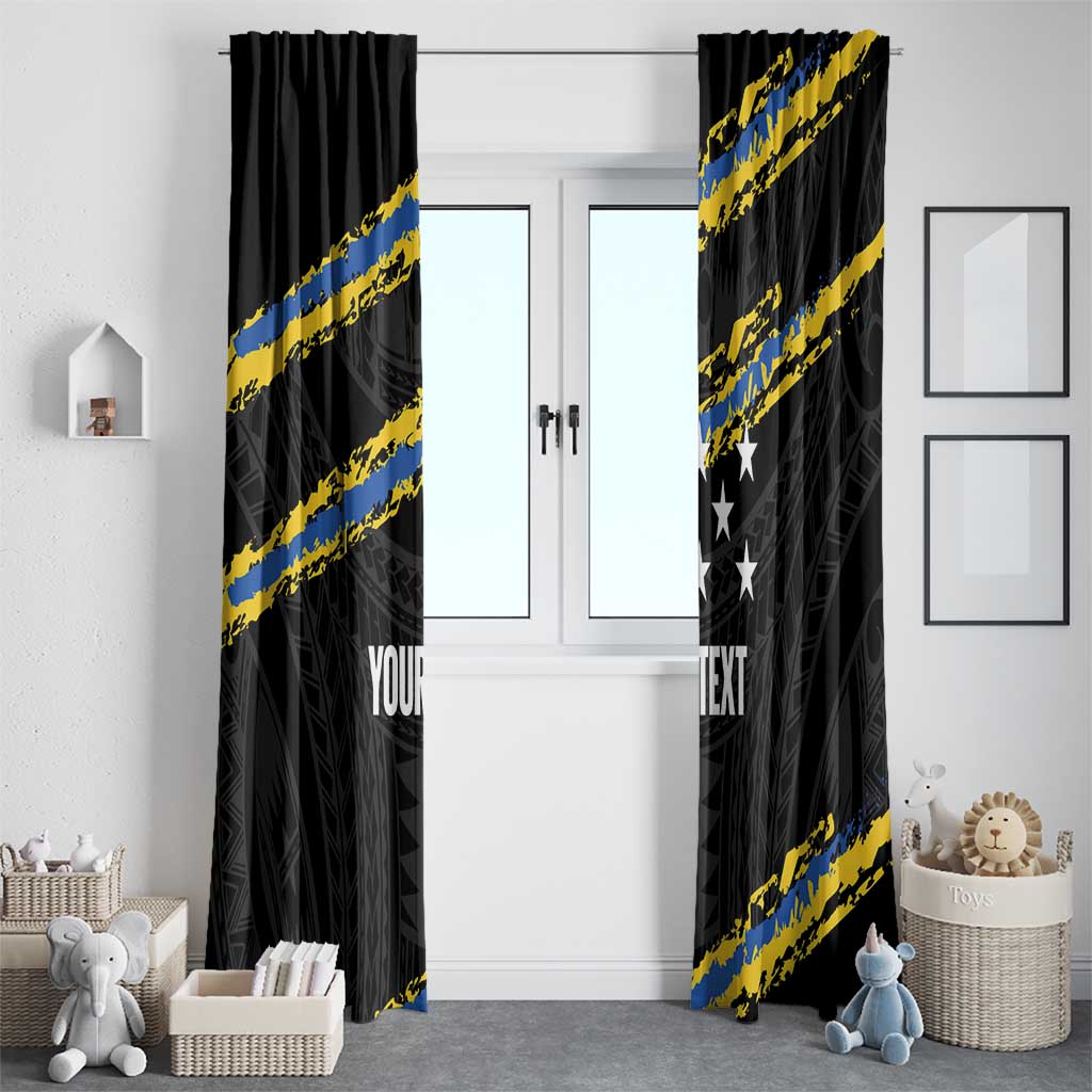 Kings Solomon Islands Football Custom Window Curtain Come On Solomons Polynesian Grunge Style LT14 - Polynesian Pride