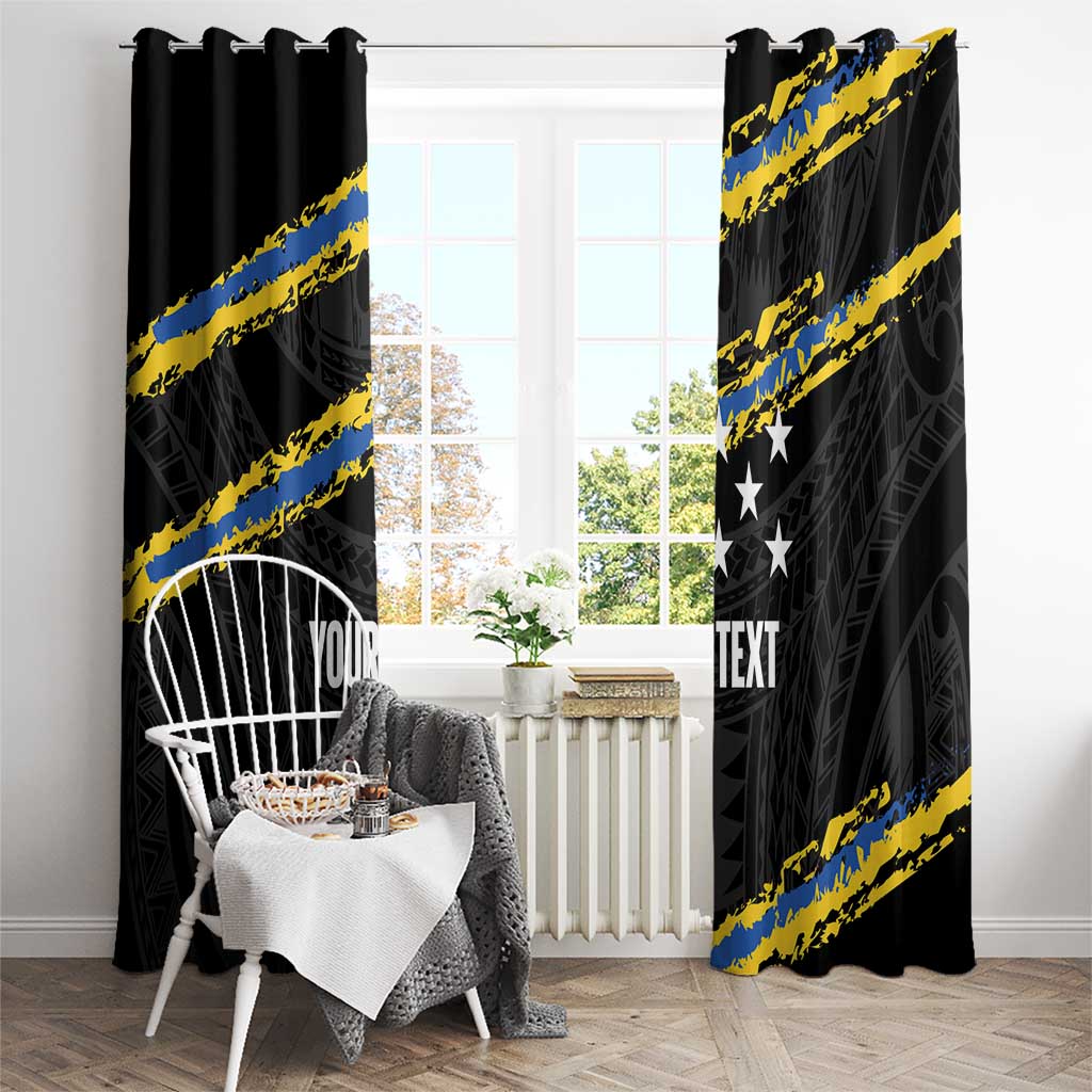 Kings Solomon Islands Football Custom Window Curtain Come On Solomons Polynesian Grunge Style LT14 - Polynesian Pride