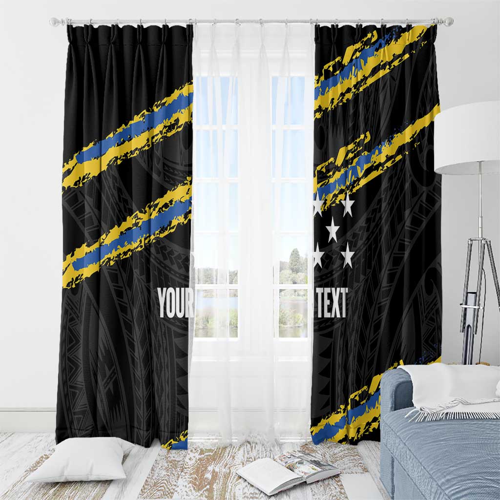 Kings Solomon Islands Football Custom Window Curtain Come On Solomons Polynesian Grunge Style LT14 - Polynesian Pride