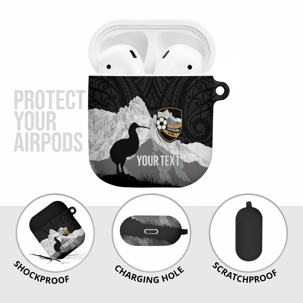 New Zealand South Island Football Custom AirPods Case Aoraki Mount Cook With Kiwi Maori Pattern
