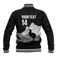 New Zealand South Island Football Custom Baseball Jacket Aoraki Mount Cook With Kiwi Maori Pattern LT14 - Polynesian Pride