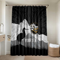New Zealand South Island Football Custom Bathroom Set Aoraki Mount Cook With Kiwi Maori Pattern LT14 Shower Curtain Only Black - Polynesian Pride
