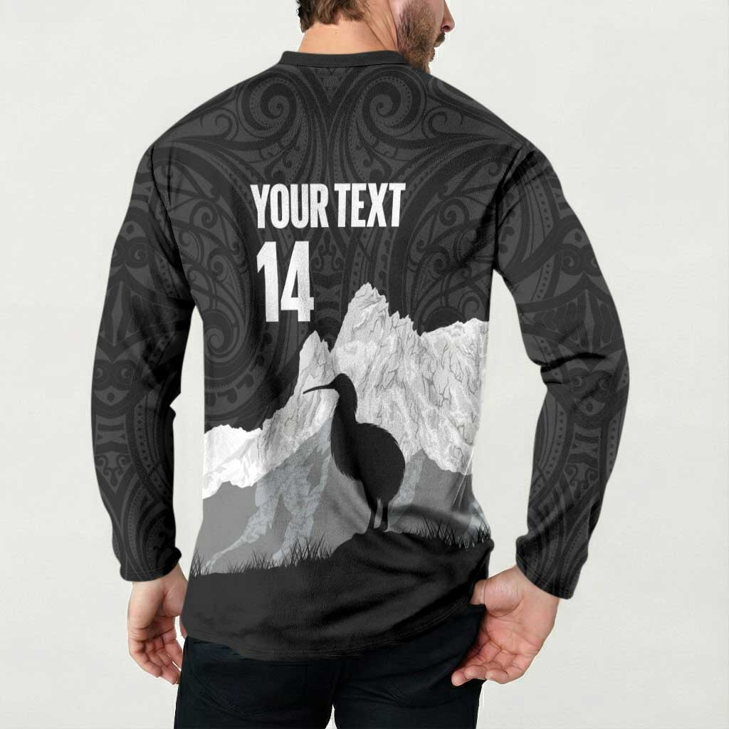 New Zealand South Island Football Custom Button Sweatshirt Aoraki Mount Cook With Kiwi Maori Pattern LT14 - Polynesian Pride