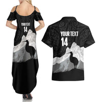New Zealand South Island Football Custom Couples Matching Summer Maxi Dress and Hawaiian Shirt Aoraki Mount Cook With Kiwi Maori Pattern