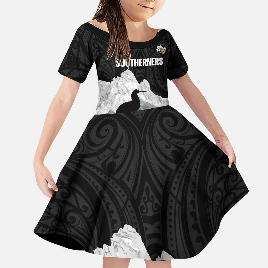 New Zealand South Island Football Custom Family Matching Off Shoulder Short Dress and Hawaiian Shirt Aoraki Mount Cook With Kiwi Maori Pattern