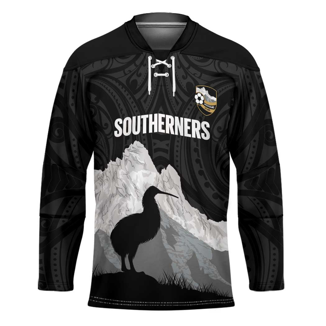 New Zealand South Island Football Custom Hockey Jersey Aoraki Mount Cook With Kiwi Maori Pattern