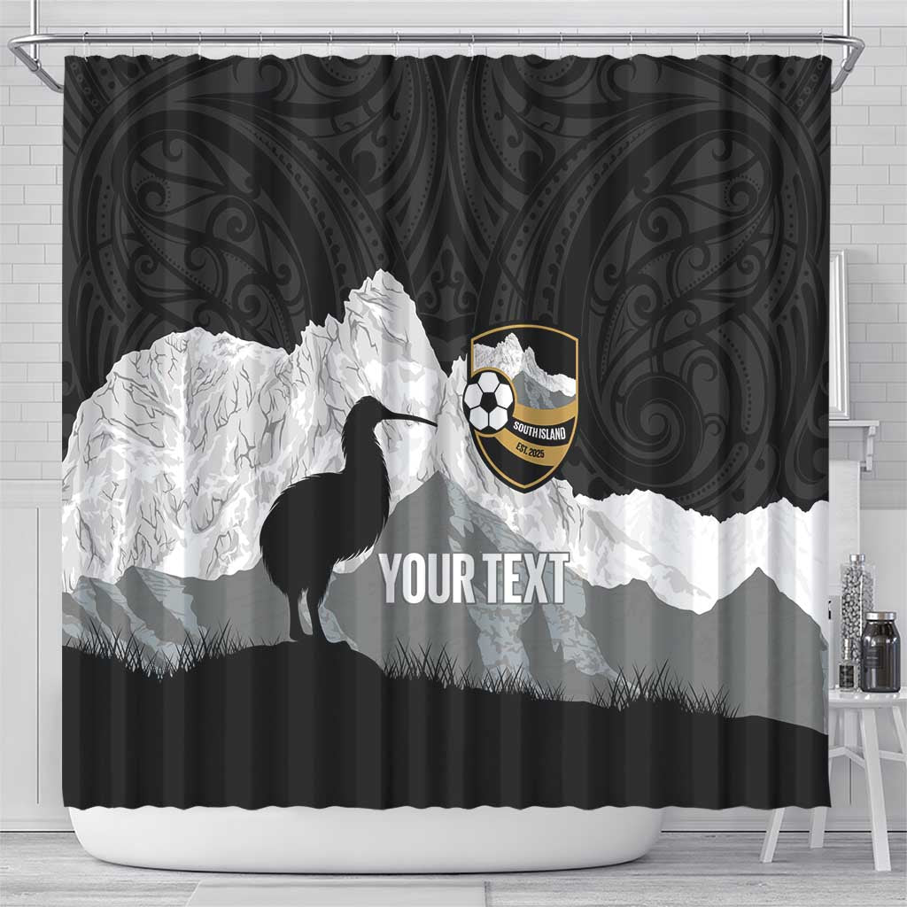 New Zealand South Island Football Custom Shower Curtain Aoraki Mount Cook With Kiwi Maori Pattern