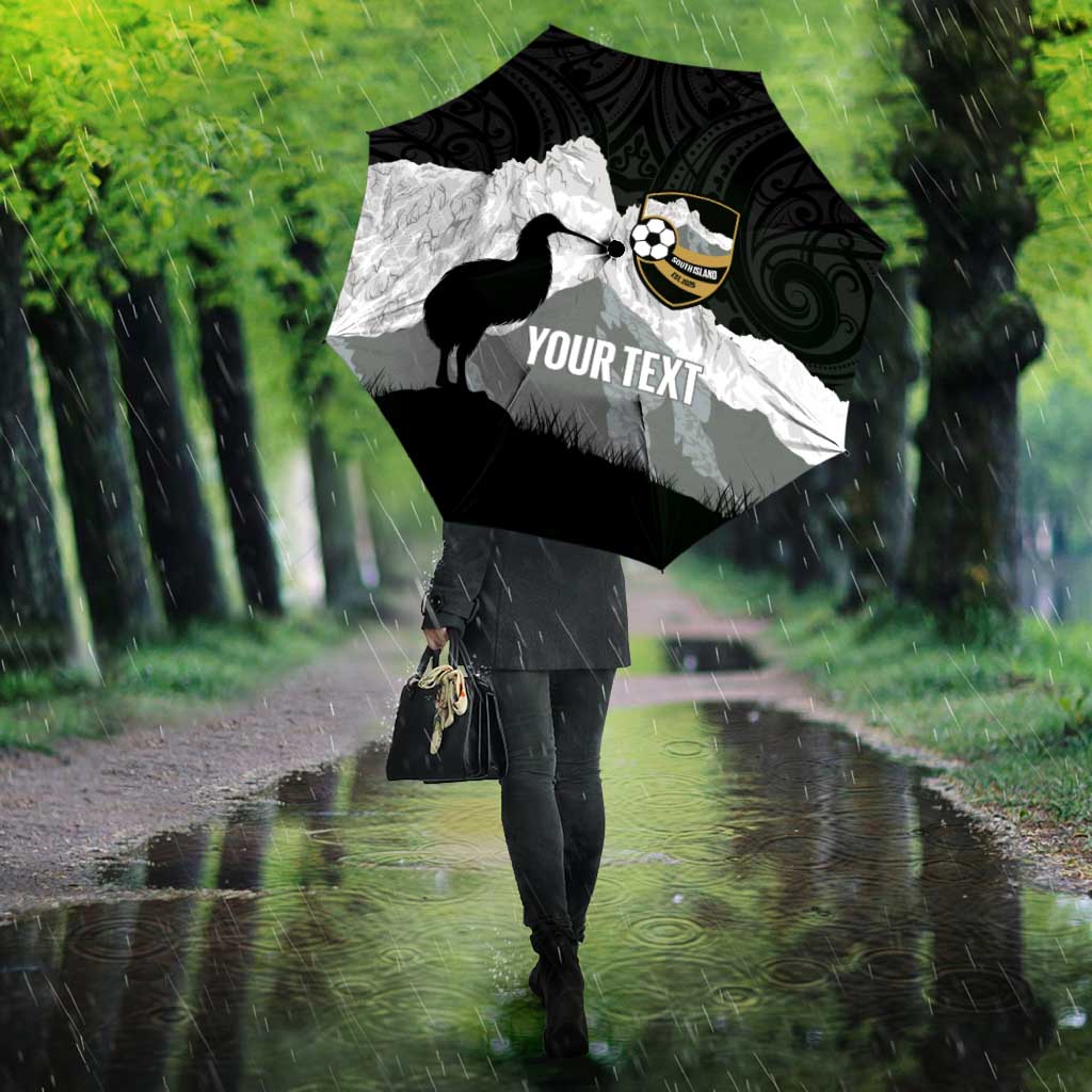New Zealand South Island Football Custom Umbrella Aoraki Mount Cook With Kiwi Maori Pattern