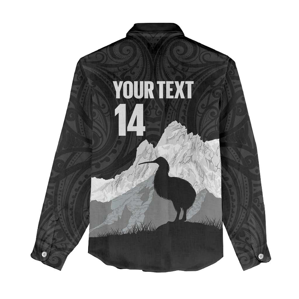 New Zealand South Island Football Custom Women Casual Shirt Aoraki Mount Cook With Kiwi Maori Pattern
