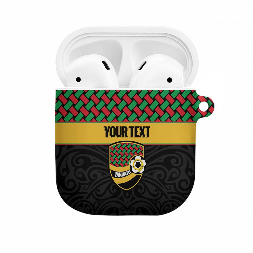Vanuatu Football Custom AirPods Case Go Chiefs Basket-weave Pattern LT14 Black - Polynesian Pride