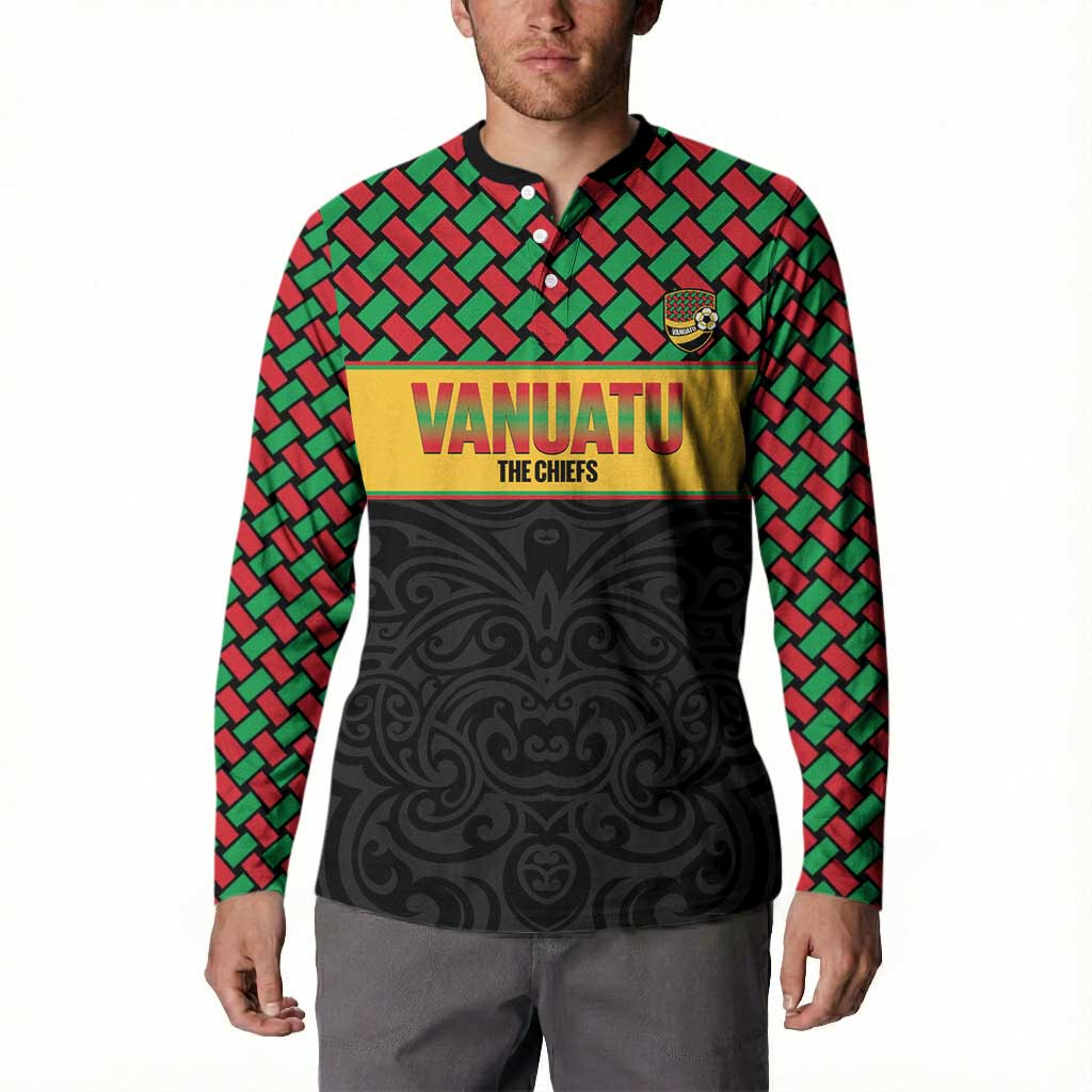 Vanuatu Football Custom Button Sweatshirt Go Chiefs Basket-weave Pattern
