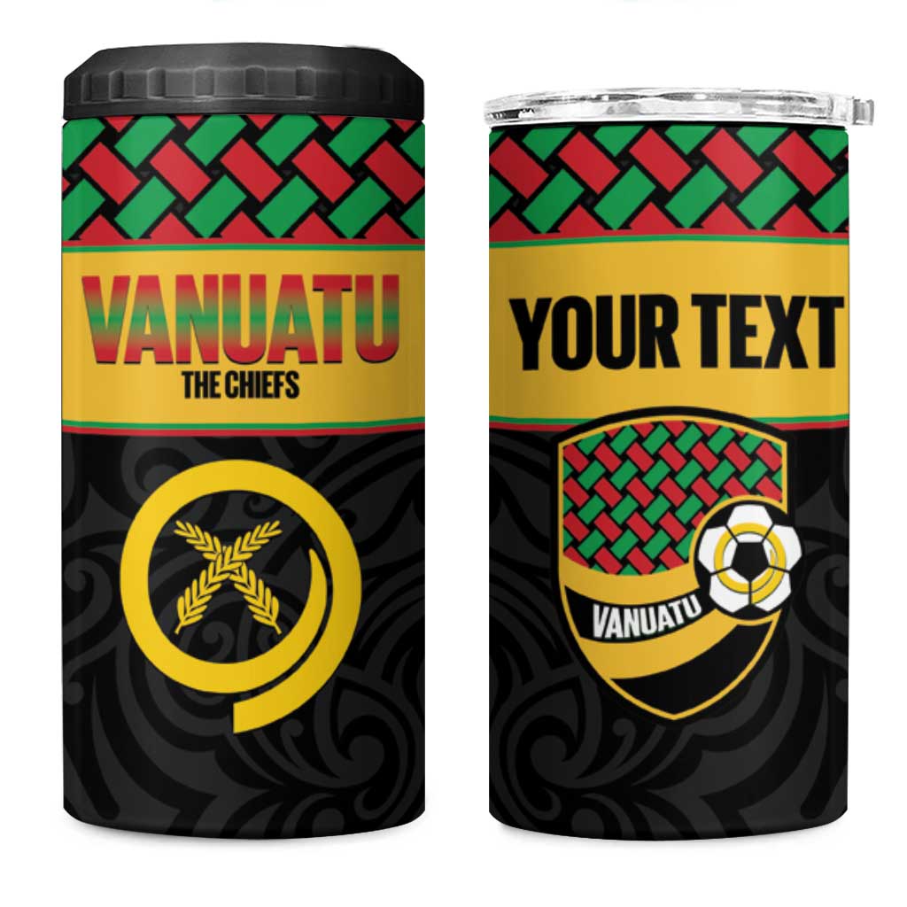 Vanuatu Football Custom 4 in 1 Can Cooler Tumbler Go Chiefs Basket-weave Pattern LT14 One Size: 16 oz Black - Polynesian Pride