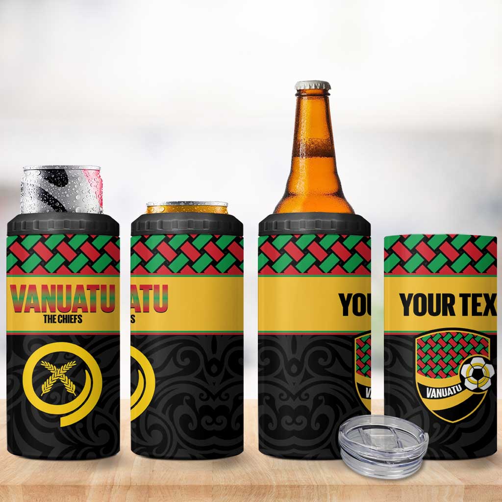 Vanuatu Football Custom 4 in 1 Can Cooler Tumbler Go Chiefs Basket-weave Pattern LT14 - Polynesian Pride