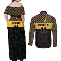 Vanuatu Football Custom Couples Matching Off Shoulder Maxi Dress and Long Sleeve Button Shirt Go Chiefs Basket-weave Pattern LT14 - Polynesian Pride
