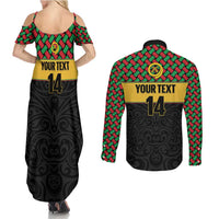 Vanuatu Football Custom Couples Matching Summer Maxi Dress and Long Sleeve Button Shirt Go Chiefs Basket-weave Pattern LT14 - Polynesian Pride