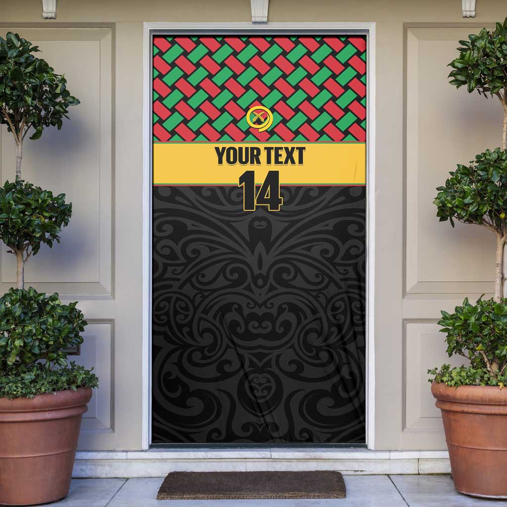 Vanuatu Football Custom Door Cover Go Chiefs Basket-weave Pattern LT14 Black - Polynesian Pride