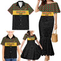 Vanuatu Football Custom Family Matching Mermaid Dress and Hawaiian Shirt Go Chiefs Basket-weave Pattern