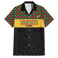 Vanuatu Football Custom Family Matching Off The Shoulder Long Sleeve Dress and Hawaiian Shirt Go Chiefs Basket-weave Pattern