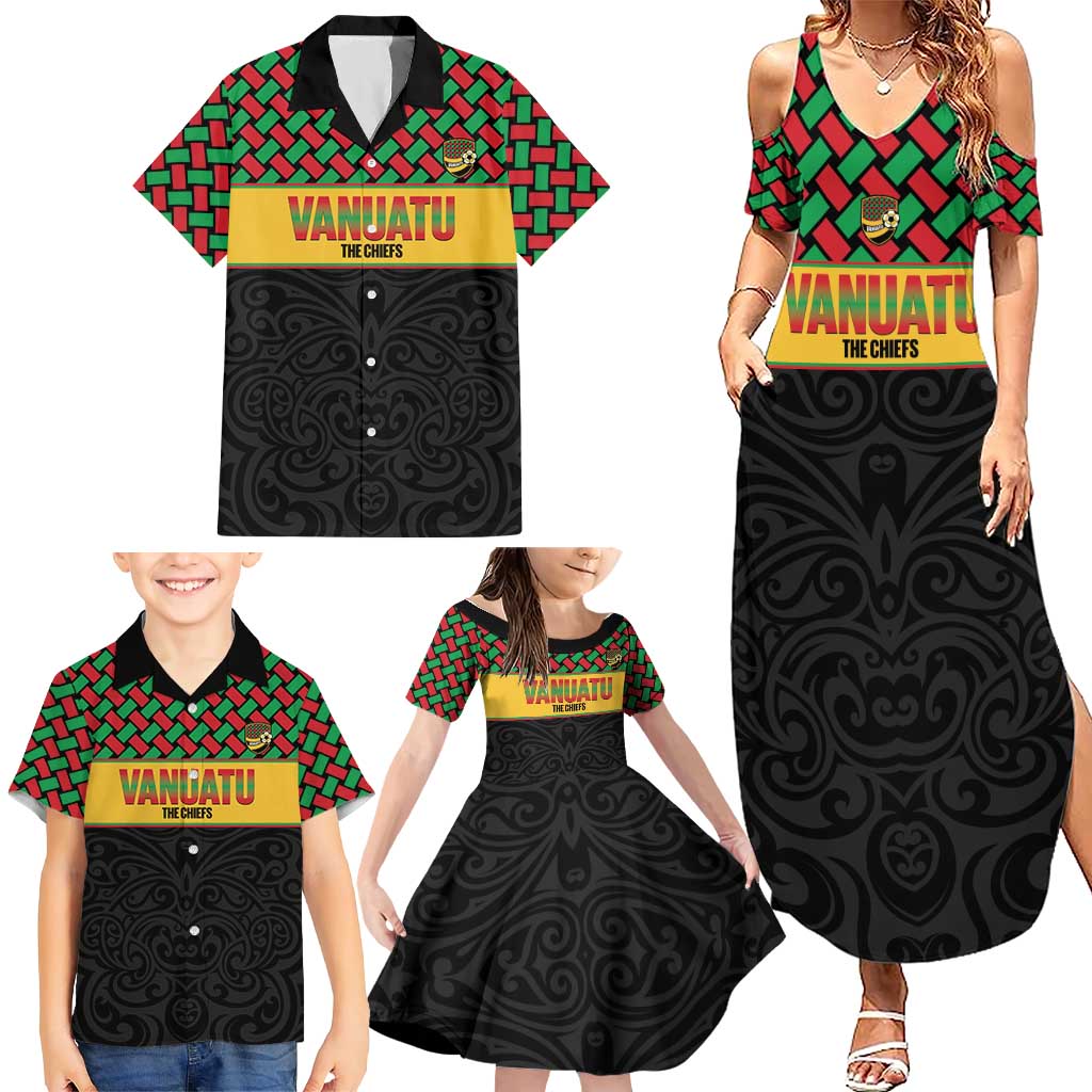 Vanuatu Football Custom Family Matching Summer Maxi Dress and Hawaiian Shirt Go Chiefs Basket-weave Pattern LT14 - Polynesian Pride