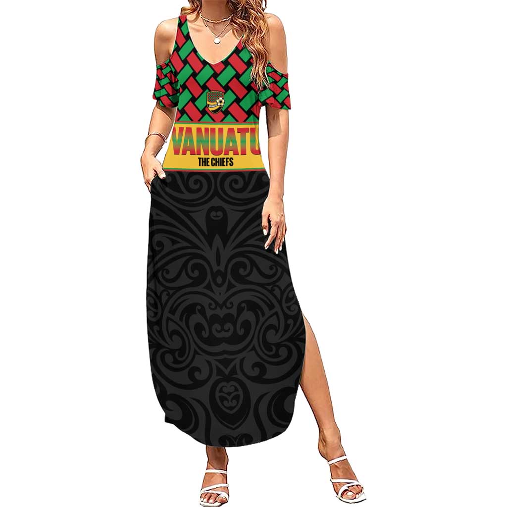 Vanuatu Football Custom Family Matching Summer Maxi Dress and Hawaiian Shirt Go Chiefs Basket-weave Pattern
