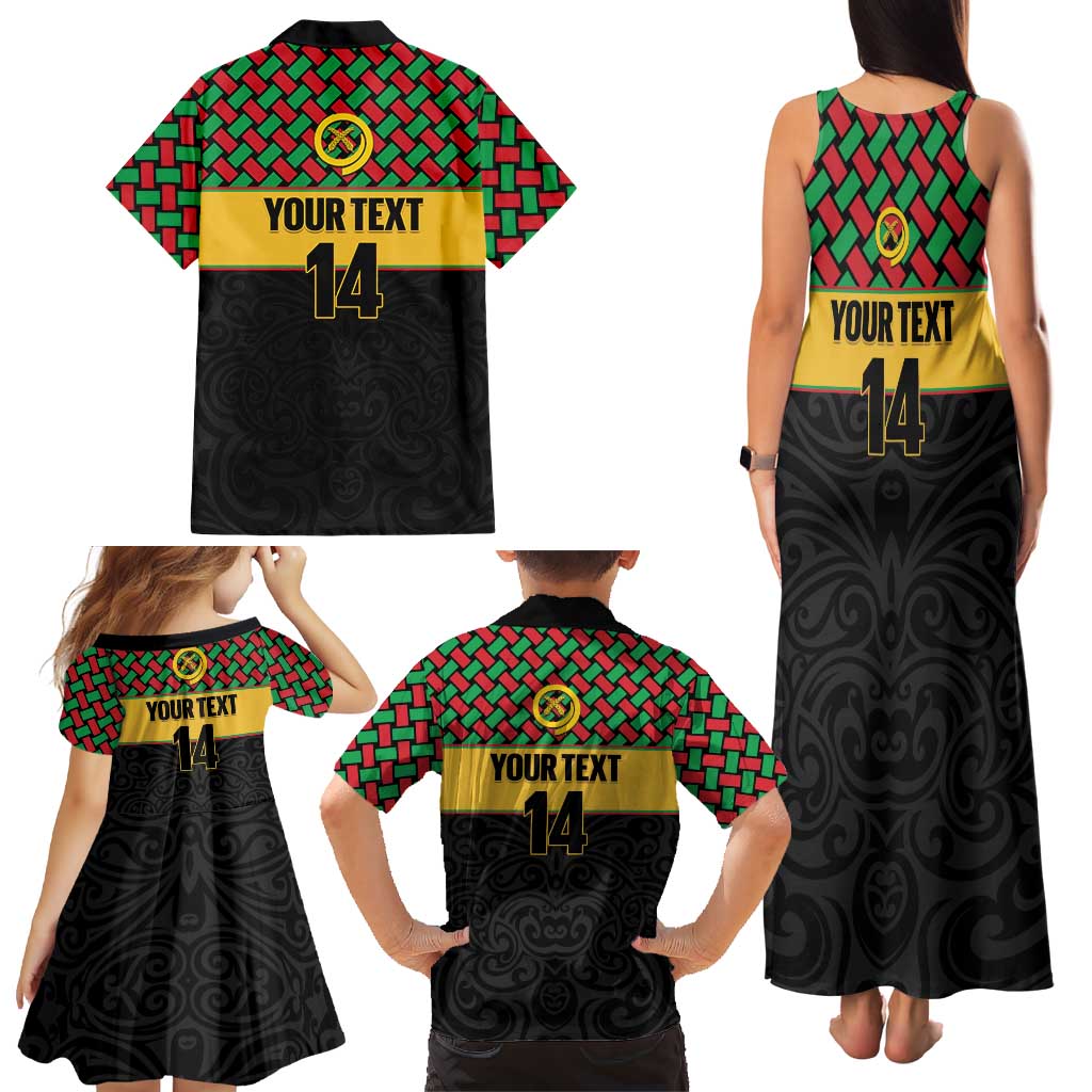Vanuatu Football Custom Family Matching Tank Maxi Dress and Hawaiian Shirt Go Chiefs Basket-weave Pattern
