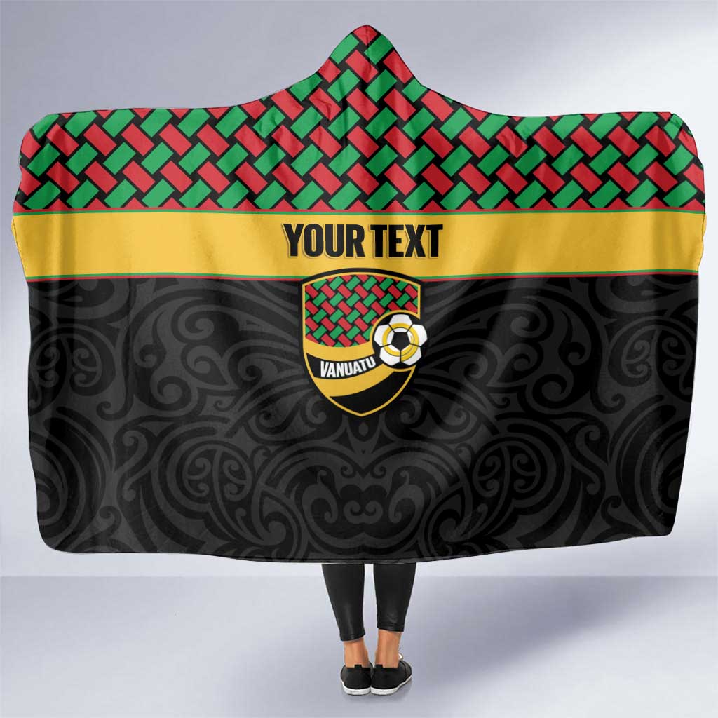 Vanuatu Football Custom Hooded Blanket Go Chiefs Basket-weave Pattern LT14 One Size Black - Polynesian Pride