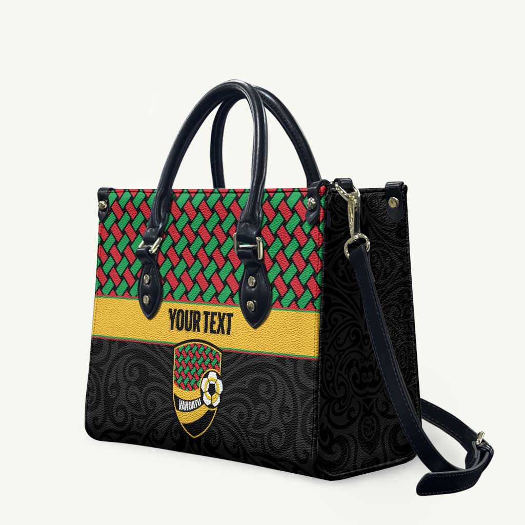 Vanuatu Football Custom Leather Bag Go Chiefs Basket-weave Pattern LT14 Black - Polynesian Pride