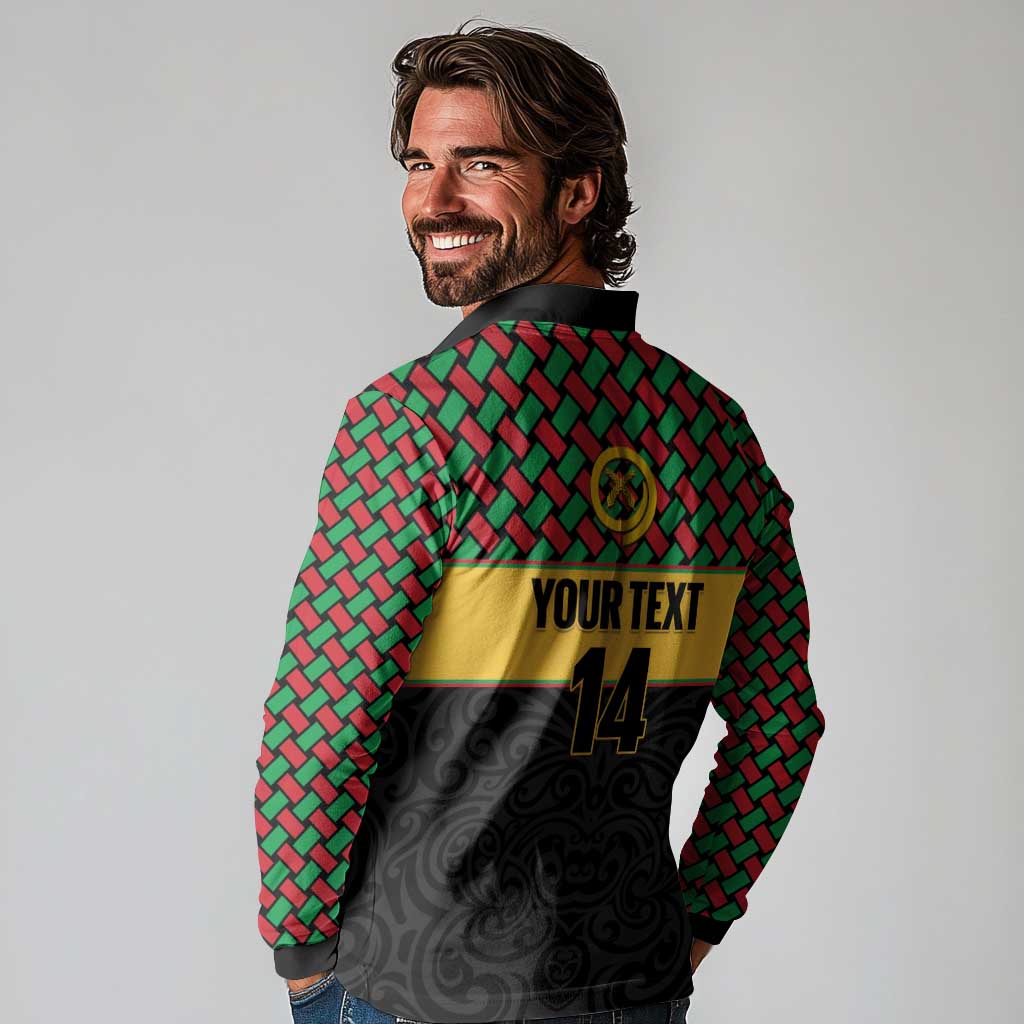 Vanuatu Football Custom Long Sleeve Polo Shirt Go Chiefs Basket-weave Pattern LT14 - Polynesian Pride
