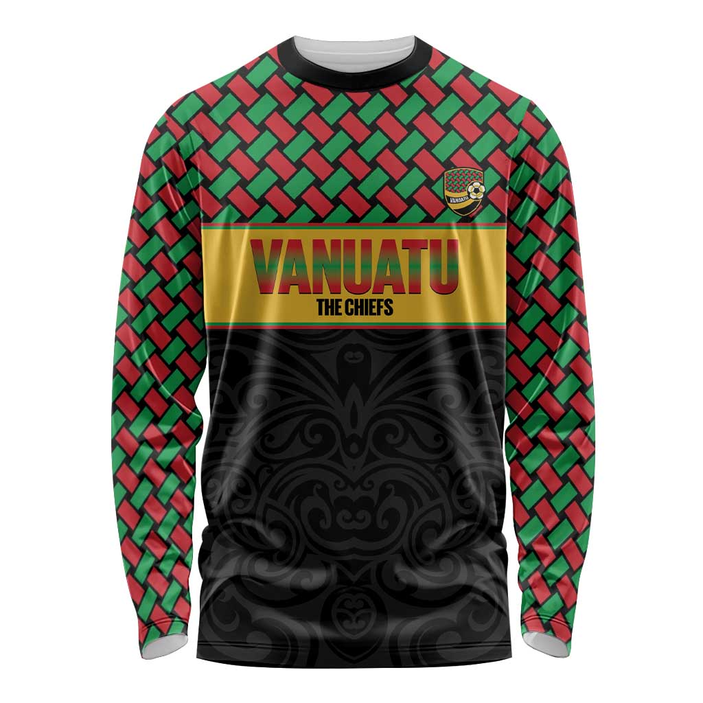 Vanuatu Football Custom Long Sleeve Shirt Go Chiefs Basket-weave Pattern LT14 Unisex Black - Polynesian Pride