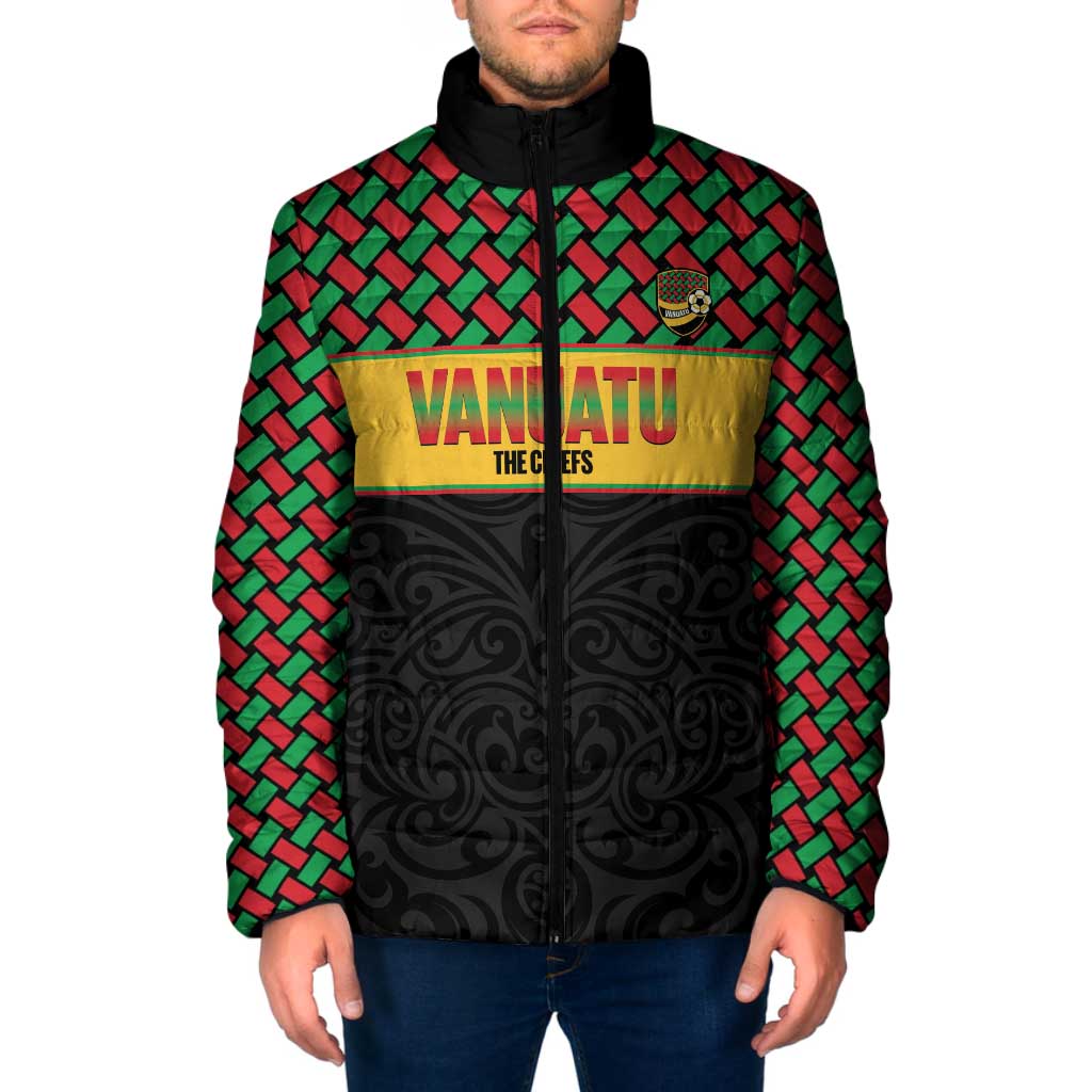 Vanuatu Football Custom Padded Jacket Go Chiefs Basket-weave Pattern LT14 Men Black - Polynesian Pride
