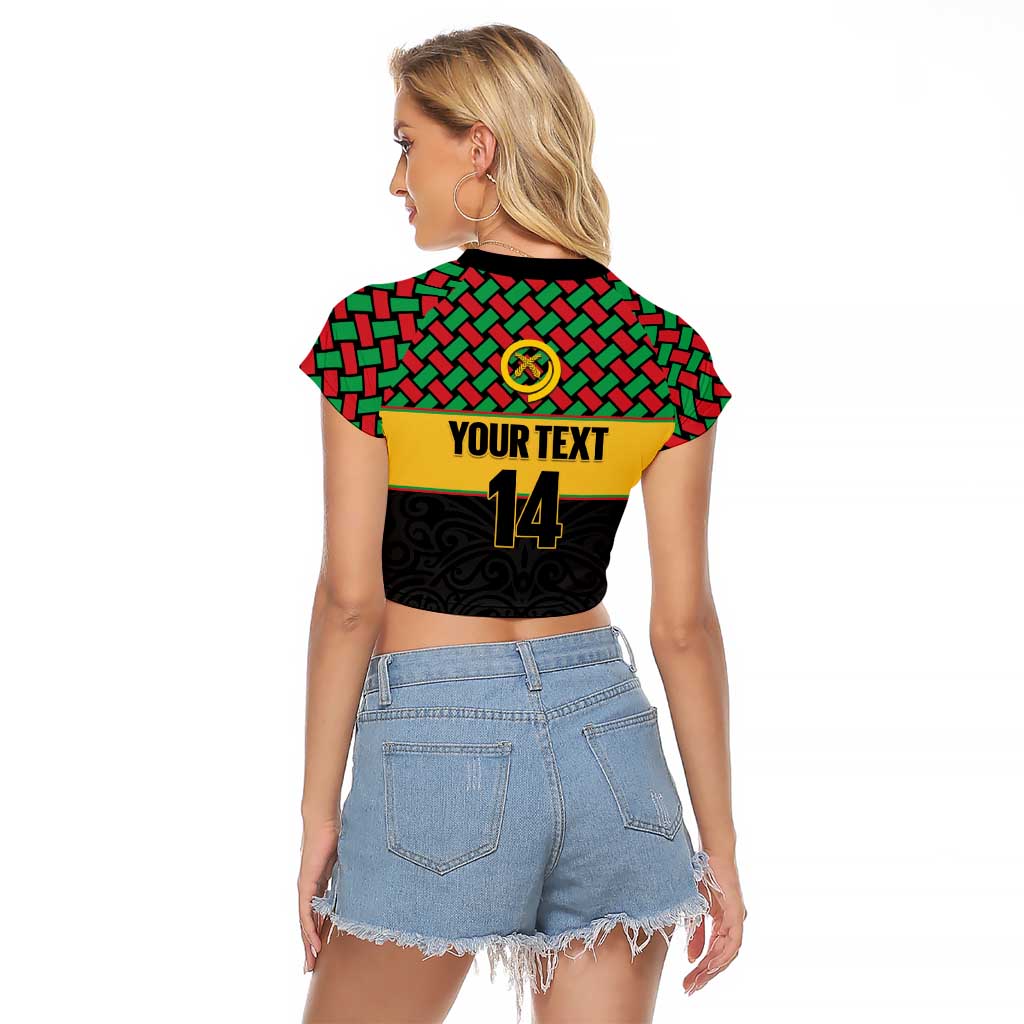Vanuatu Football Custom Raglan Cropped T Shirt Go Chiefs Basket-weave Pattern LT14 - Polynesian Pride