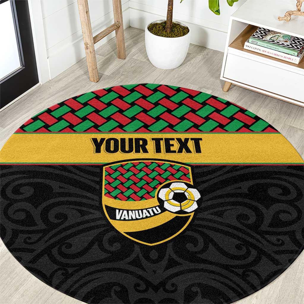 Vanuatu Football Custom Round Carpet Go Chiefs Basket-weave Pattern LT14 Black - Polynesian Pride