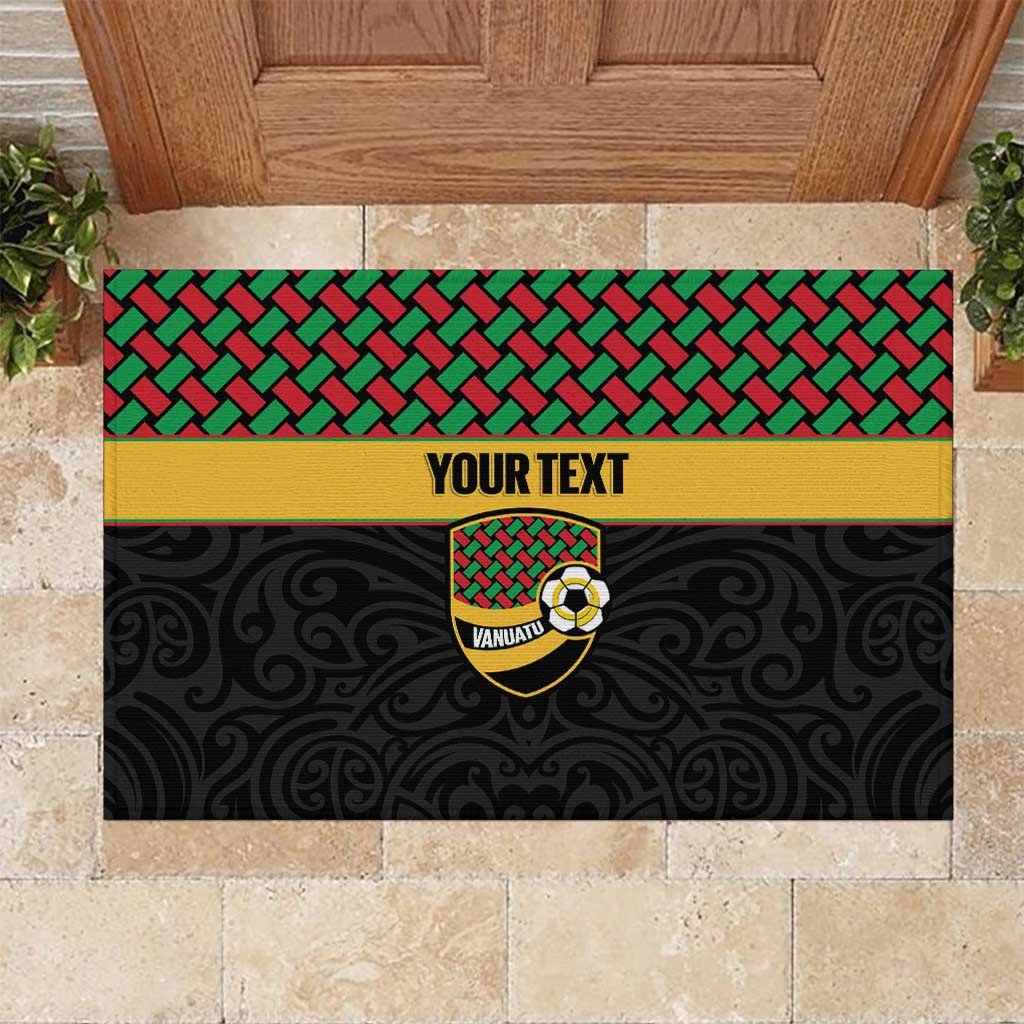 Vanuatu Football Custom Rubber Doormat Go Chiefs Basket-weave Pattern LT14 Black - Polynesian Pride