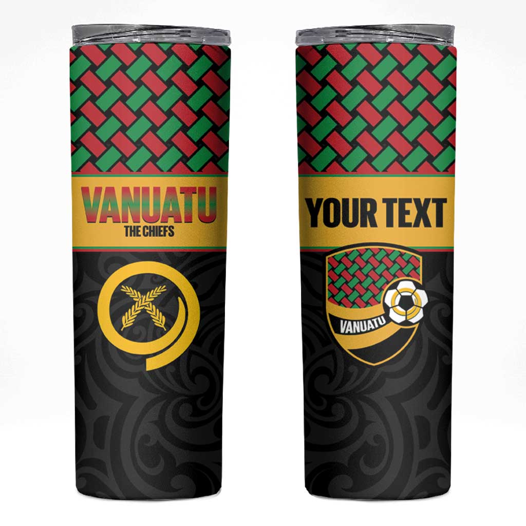 Vanuatu Football Custom Skinny Tumbler Go Chiefs Basket-weave Pattern LT14 Black - Polynesian Pride