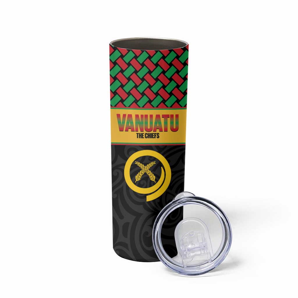 Vanuatu Football Custom Skinny Tumbler Go Chiefs Basket-weave Pattern LT14 - Polynesian Pride