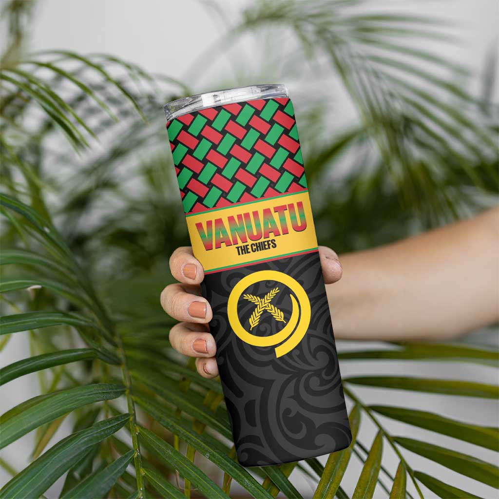 Vanuatu Football Custom Skinny Tumbler Go Chiefs Basket-weave Pattern LT14 - Polynesian Pride