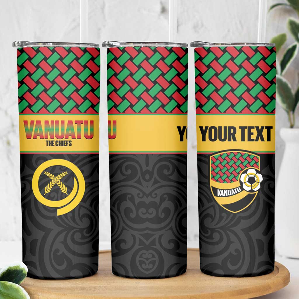 Vanuatu Football Custom Skinny Tumbler Go Chiefs Basket-weave Pattern LT14 - Polynesian Pride