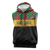 Vanuatu Football Custom Sleeveless Hoodie Go Chiefs Basket-weave Pattern LT14 Black - Polynesian Pride