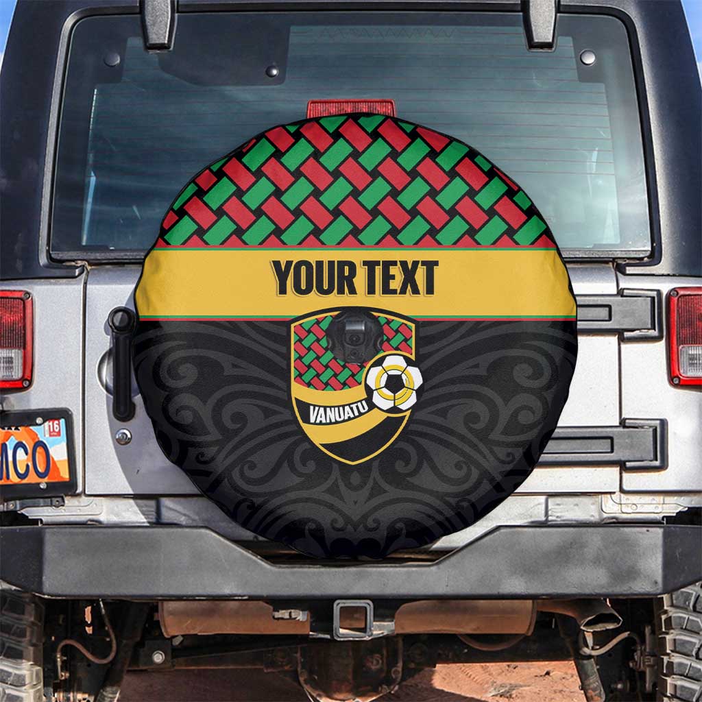 Vanuatu Football Custom Spare Tire Cover Go Chiefs Basket-weave Pattern LT14 Black - Polynesian Pride