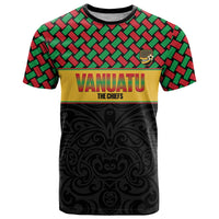 Vanuatu Football Custom T Shirt Go Chiefs Basket-weave Pattern LT14 Black - Polynesian Pride