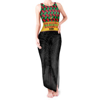Vanuatu Football Custom Tank Maxi Dress Go Chiefs Basket-weave Pattern LT14 Women Black - Polynesian Pride